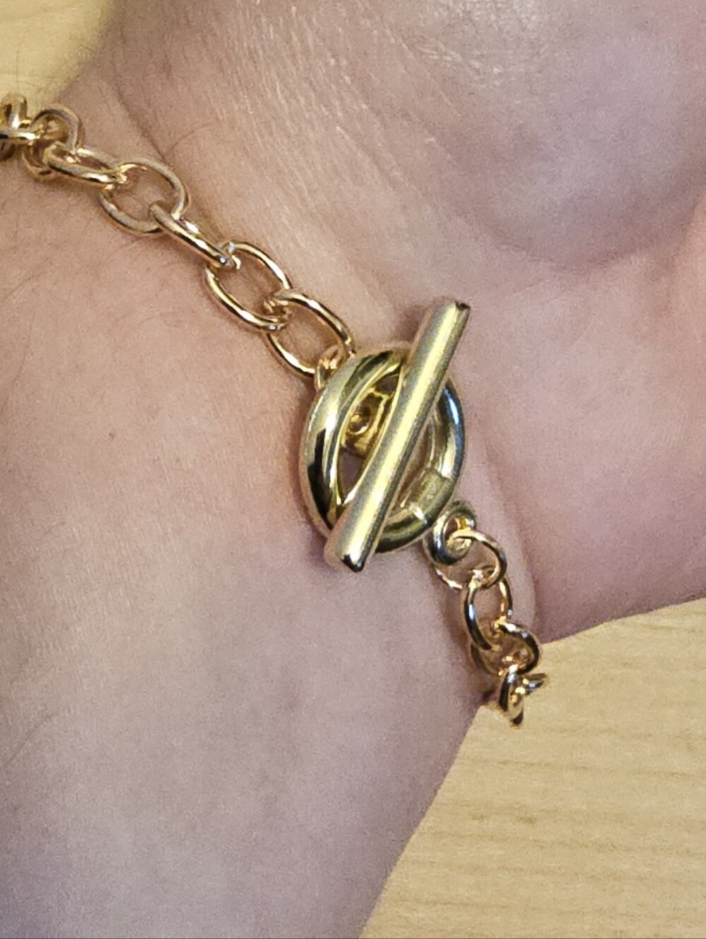 Gold Plated Steel Toggle Chain Bracelet - Polished Link
